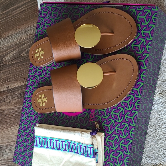 Tory Burch Patos Disk Leather Sandals Shoes